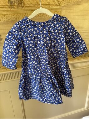 Bonpoint Blue and White Printed Kids Dress